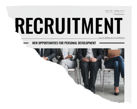Job recruitment png newspaper sticker, business image on transparent background