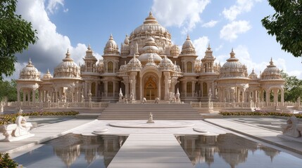 Fototapeta premium The BAPS Hindu Mandir is a traditional Hindu Temple built by the BAPS Swaminarayan Sanstha