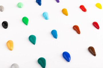 Paint blobs of different colors isolated on white, set