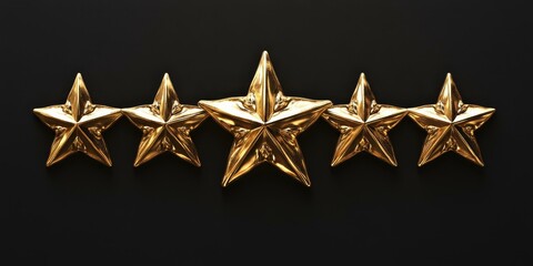 Five shiny gold stars on a black background.