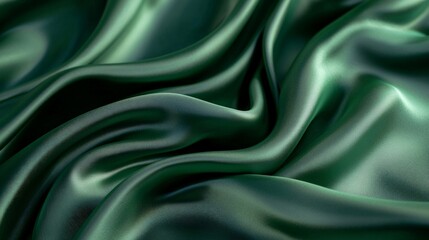 Obraz premium A green silk fabric draped elegantly, smooth and glossy