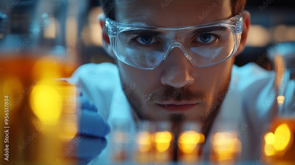 Aufkleber in a modern laboratory research scientist conducts experiments : generative ai