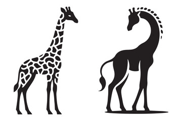 Minimalist Giraffe Silhouette in Black Vector Illustration
