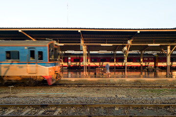 Bangkok Railway Station or Hua Lamphong in the evening