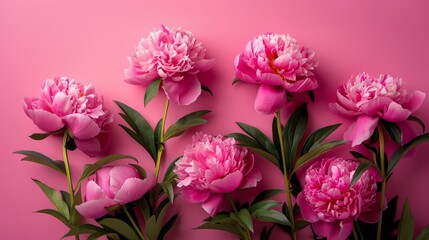 Obraz premium Peonies on Bright Pink Background