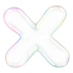 X png letter sticker, 3D transparent holographic bubble