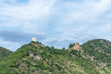 Castle Sterrenberg and Liebenstein - the 'enemies' -  near Kamp-Bornhofen on the Rhine River, Germany
