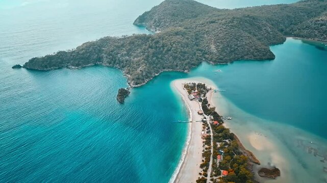 Aerial views of Fethiye &Ouml;l&uuml; deniz, turkey