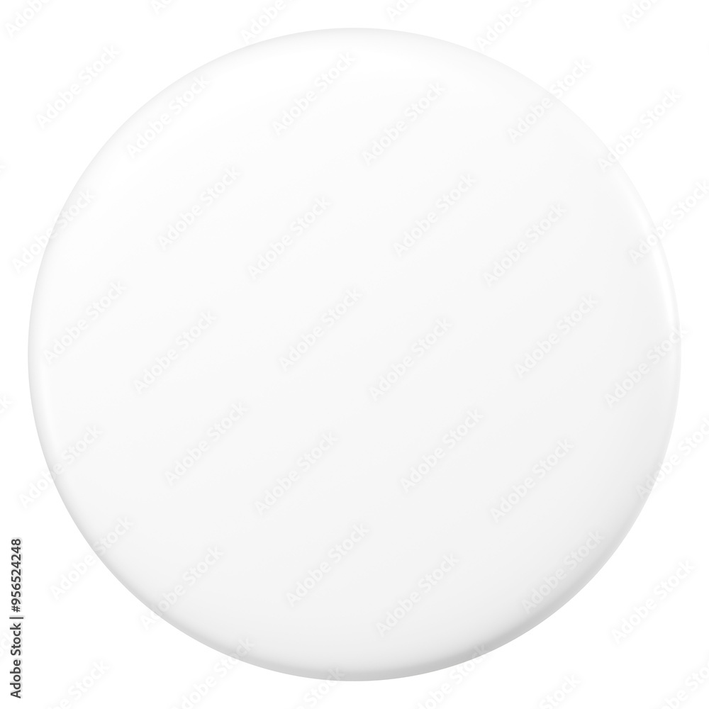 Sticker 3D white badge png round shape sticker, transparent background