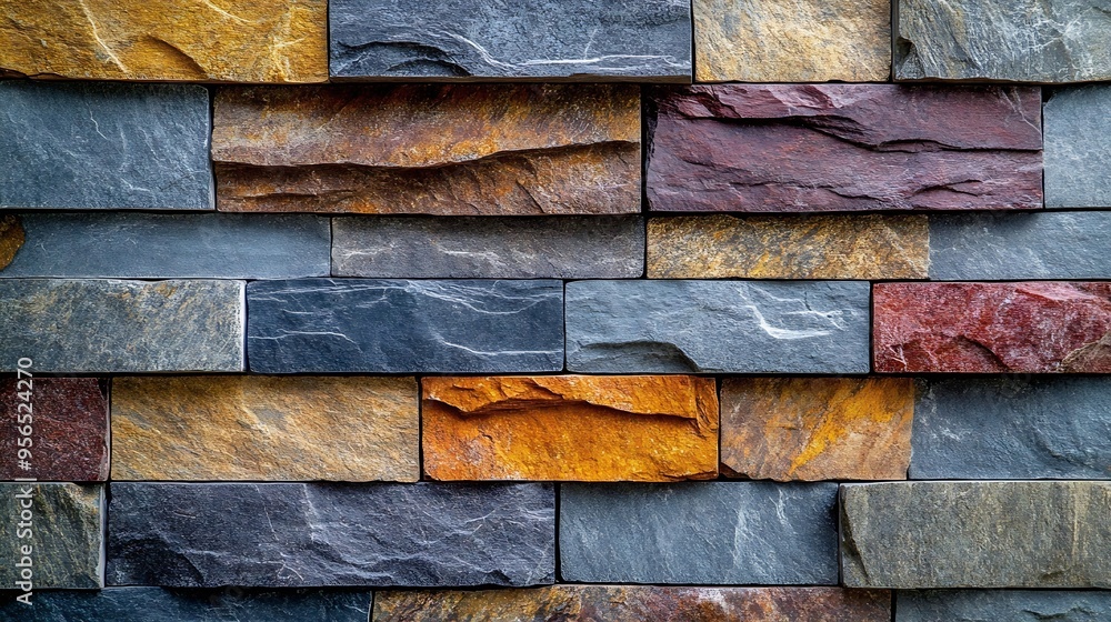 Aufkleber multicoloured cladding stone background and texture3d rustic wall stone used in home decorative wall