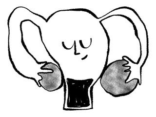 Uterus png sticker, women's health doodle, transparent background