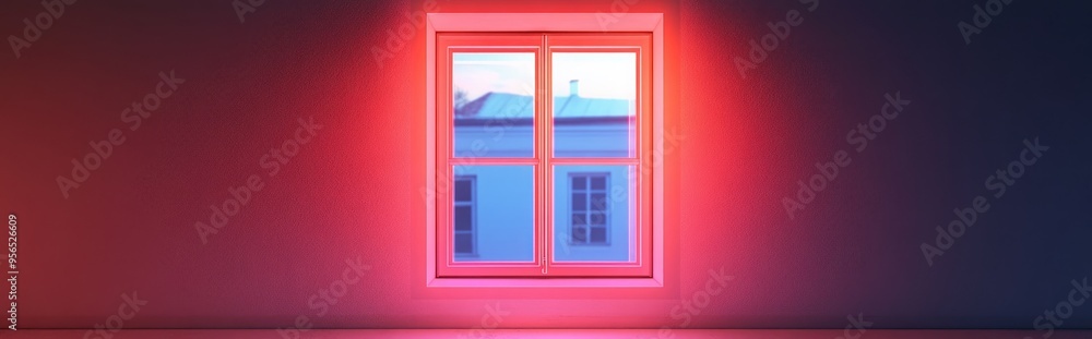 Poster isolated window on a white background 3d rendering illustration