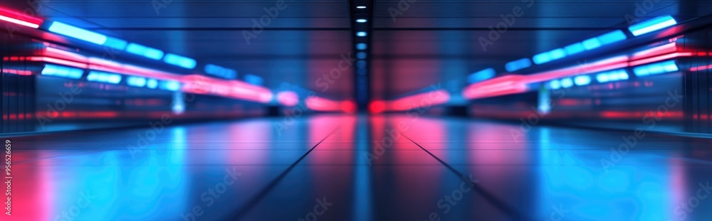 Aufkleber 3d rendering of an abstract blurred airport terminal interior for use as a background