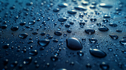 Transparent water droplets close-up