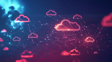 Multiple cloud symbols illustrating multi-cloud connected data. 
