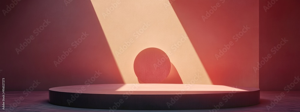 Poster 3d rendering of a minimal scene featuring a podium with an abstract background