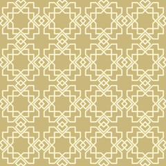 Seamless Islamic geometric pattern consisting of intertwined lines on a light brown background. Suitable for various creative projects or decorative elements.