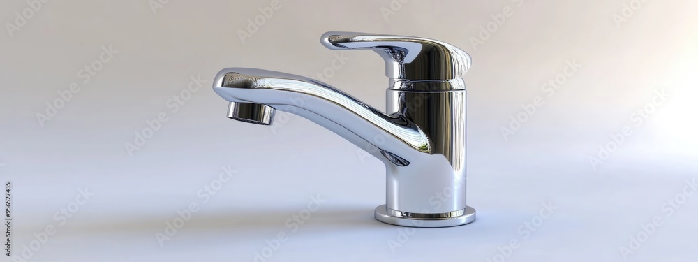 Poster 3d rendering of a faucet isolated on a white background