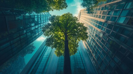 power plant with tree green industry eco power for sustainable energy saving environmental friendly low carbon footprint : Generative AI