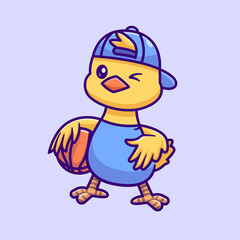 Cute Duck Playing Basketball Cartoon Vector Icon Illustration.
Animal Sport Icon Concept Isolated Premium Vector. Flat
Cartoon Style