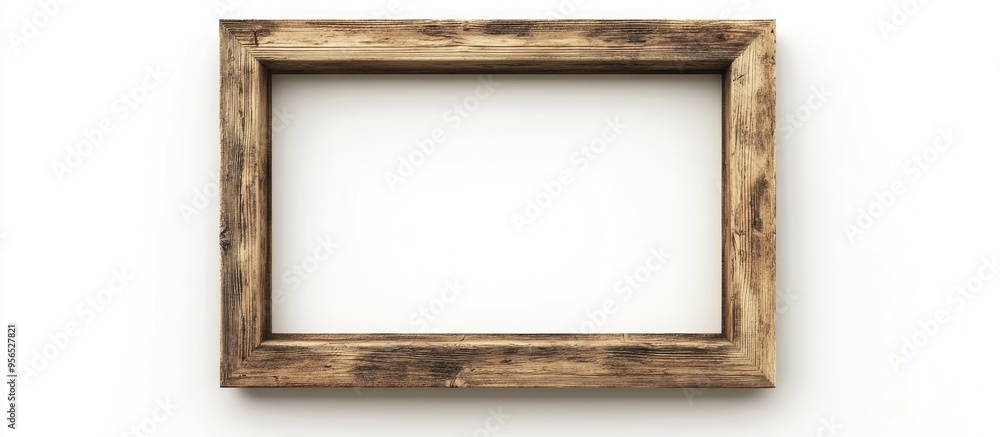 Poster 3d rendering of a wood frame isolated on a white background with a clipping path