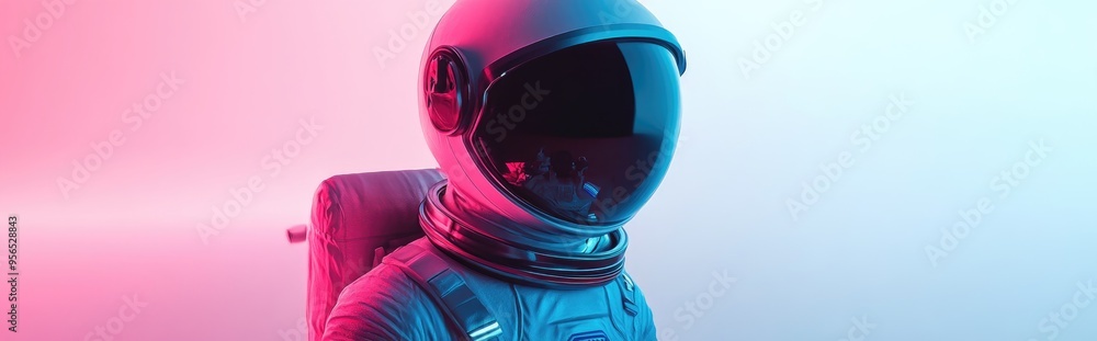 Poster astronaut in a white background 3d cartoon rendering and illustration