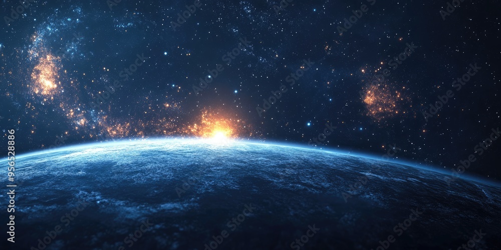 Aufkleber Space background in 3D cartoon rendering