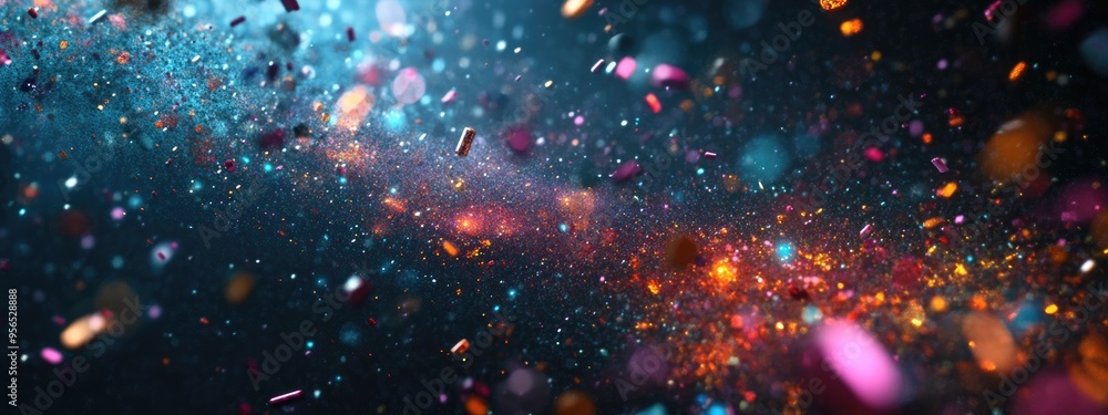 Poster Abstract space shuttle of particles in 3D cartoon rendering 3D illustration