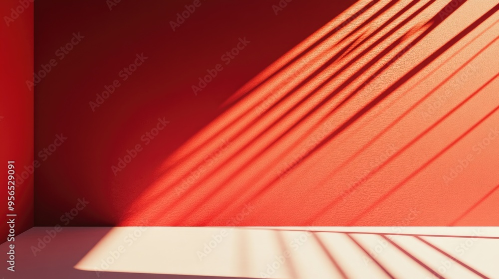 Poster minimalist backdrop for product showcase featuring a blank area with window blind shadows against a 