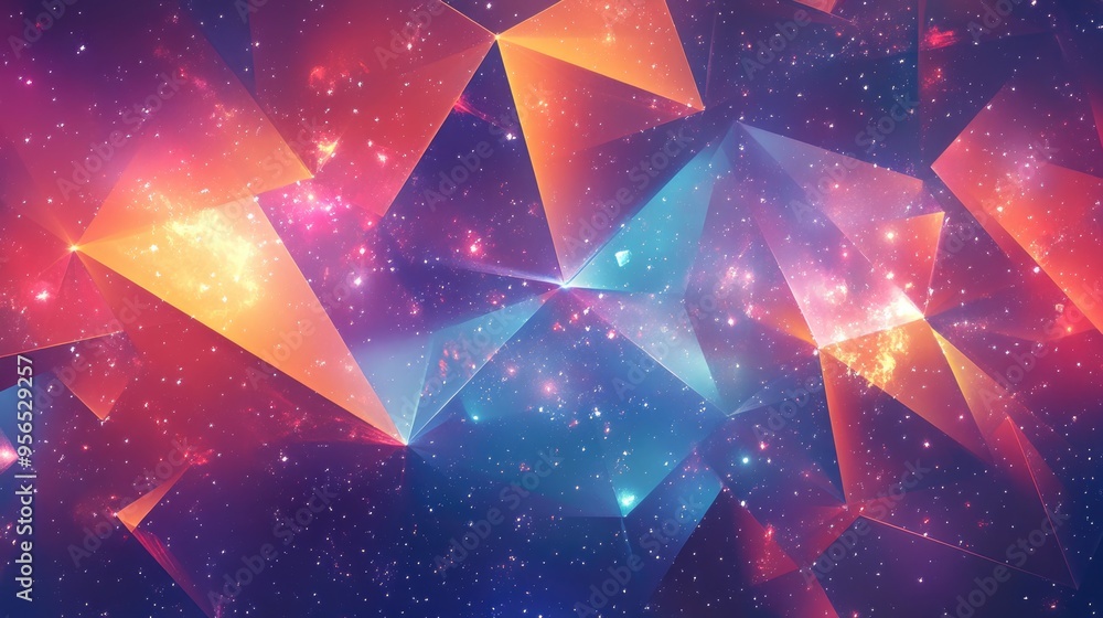 Poster Abstract geometric cosmic background with a 3D cartoon rendering of a galaxy pattern Suitable for backgrounds wallpapers slide presentations and more