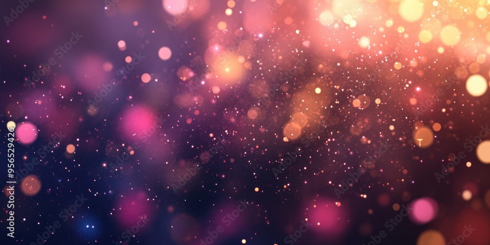 Poster Elegant abstract background with bokeh lights and stars in a 3D cartoon rendering texture