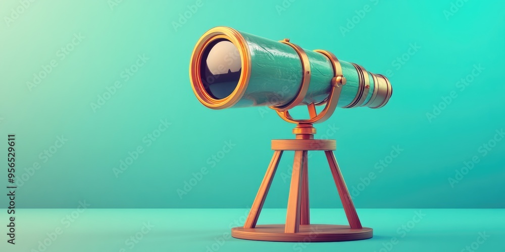 Poster telescope in a 3d cartoon style rendering