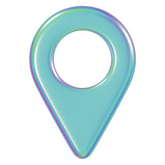 Location pin png 3D metallic icon, transparent background