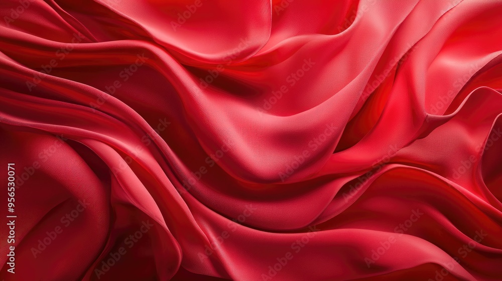 Poster soft waves of red silk create an abstract background rendered in 3d for a visually captivating prese