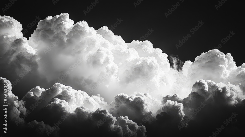 Aufkleber neatly organized clouds serve as a backdrop featuring a composition of dark clouds set against the s
