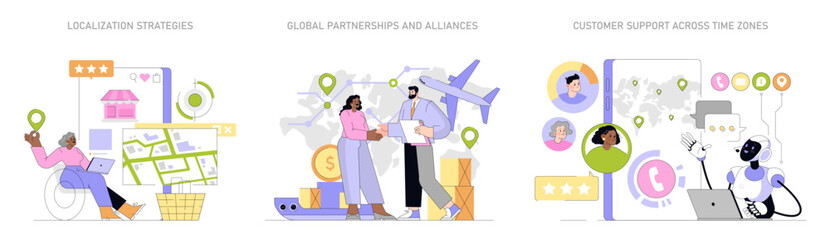 Global Market Expansion. Flat Vector Illustration
