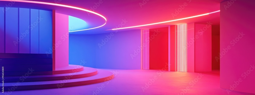 Poster abstract contemporary architectural backdrop vacant open space interior 3d rendering
