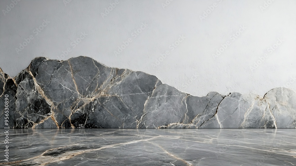 Aufkleber modern grey limestone texture background in white light polished empty wall paper luxury gray concre
