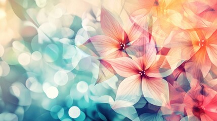 Fototapeta premium Vibrant and elegant geometric floral abstract design overlaying a soft blurred backdrop perfect for eye catching wallpapers and stylish backgrounds