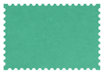 Green postage stamp png paper sticker, transparent background