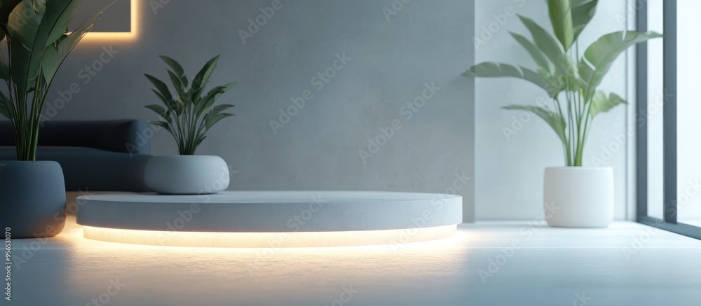 Poster abstract 3d render of a winner s podium in a modern room setting