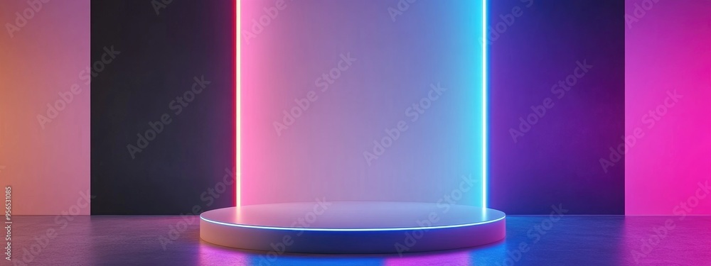 Poster Abstract white background texture design featuring an empty space platform for 3D podium product displays
