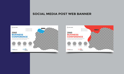 Business conference social media post web banner design.