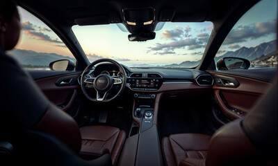 Drivers seat of a car, empty interior