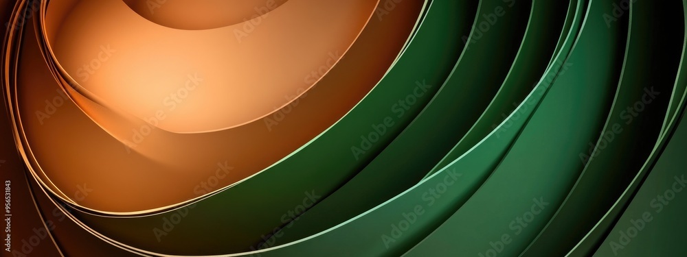 Poster abstract 3d background featuring green and brown colors with three stages and arcs