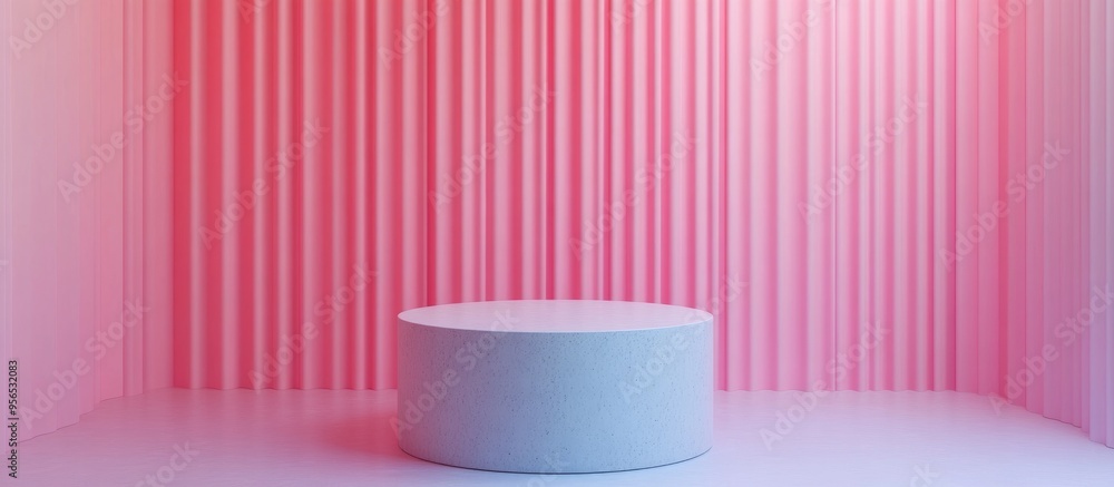 Aufkleber Abstract minimalistic background with a pedestal 3D illustration and rendering