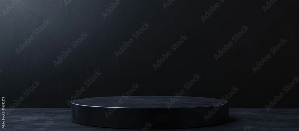 Aufkleber Empty black podium in a minimalist style suitable for product display with a black background 3D rendering