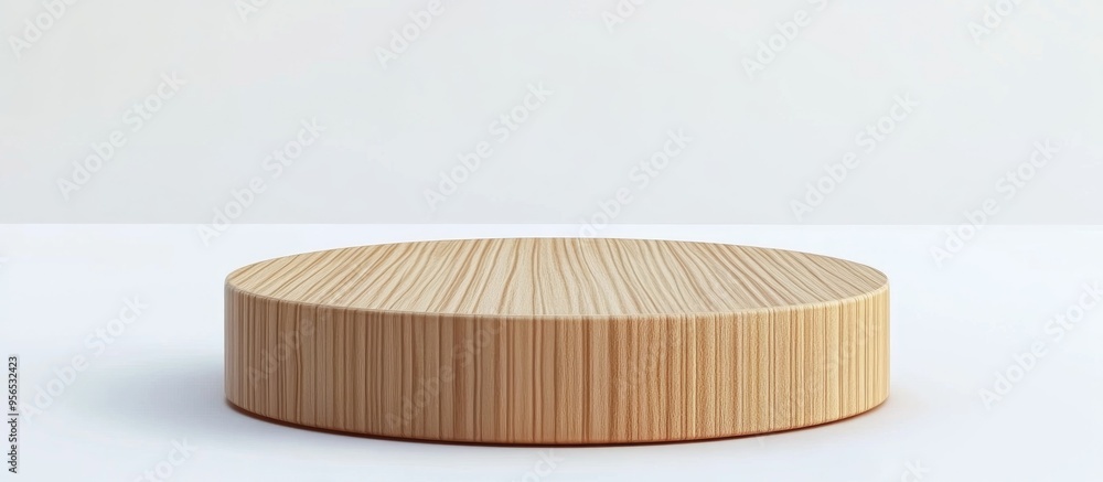 Aufkleber wooden display podium on a white background 3d rendering