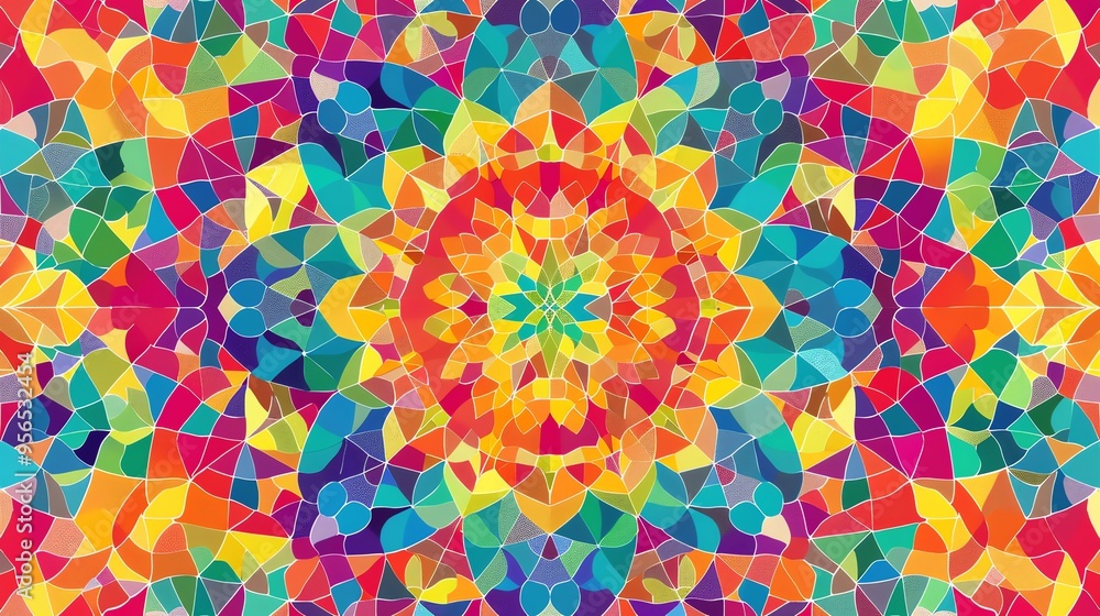 Sticker Abstract colorful geometric pattern with a kaleidoscope effect.