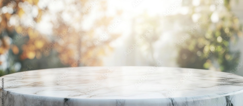 Aufkleber White stone marble tabletop with a blurred abstract background ideal for showcasing or displaying products